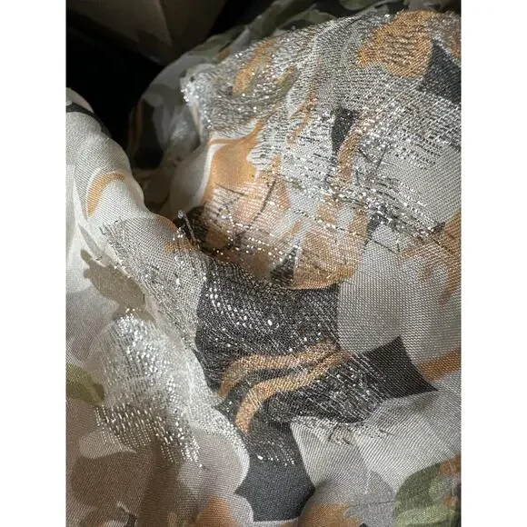 Lauren Ralph Lauren Lusita Dress Floral Metallic Ruffled Maxi Gown Multicolor 6 - Picture 7 of 9